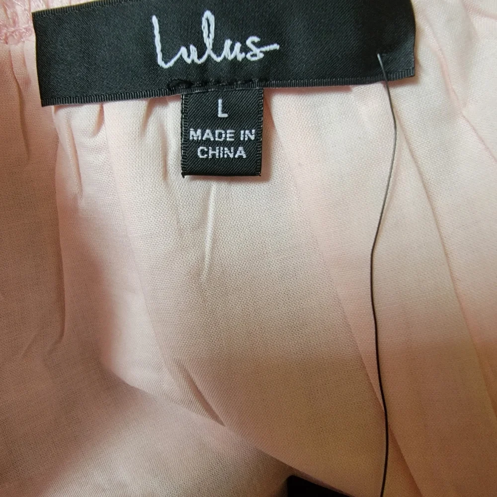Lulus So Darling Light Pink Dotted Short Sleeve Mini Dress Large  NWT - Picture 4 of 4